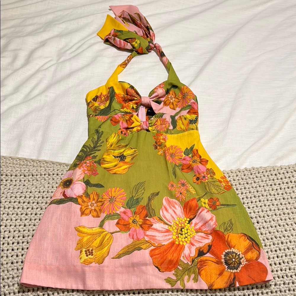 Halter mini dress NWT white lotus inspired
